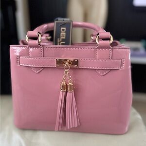 Ella Glossy Pink Satchel with Tassels